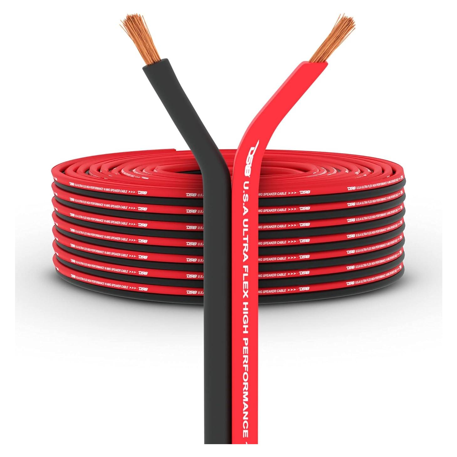 Cable de Altavoz DS18 12GA Ultra Flex 100m Rojo y Negro