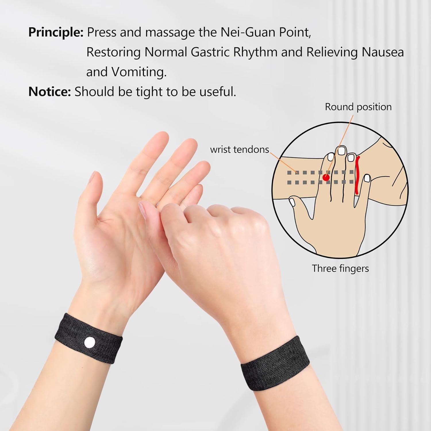 Pulsera de Acupresión Cozyhealth para Mareos - 2 Pares Negros