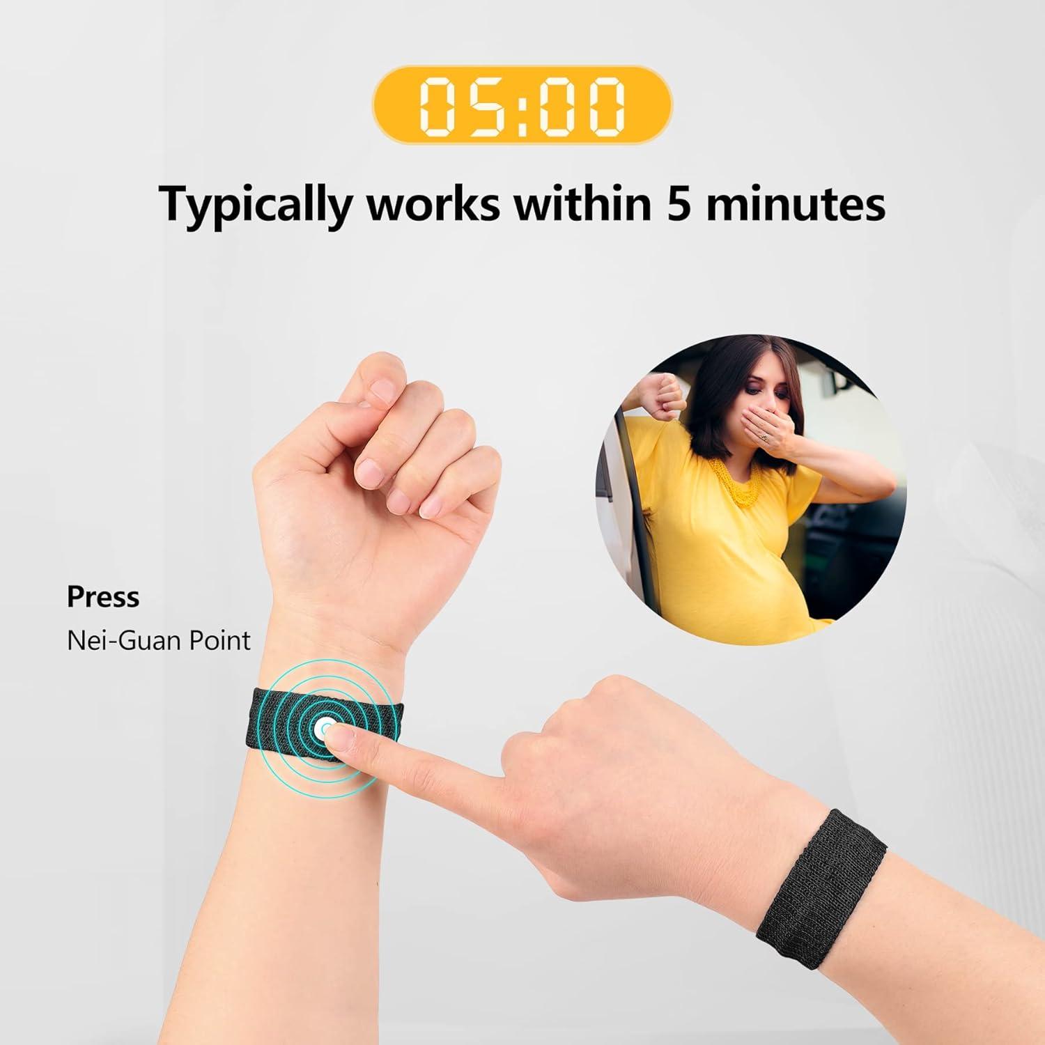 Pulsera de Acupresión Cozyhealth para Mareos - 2 Pares Negros