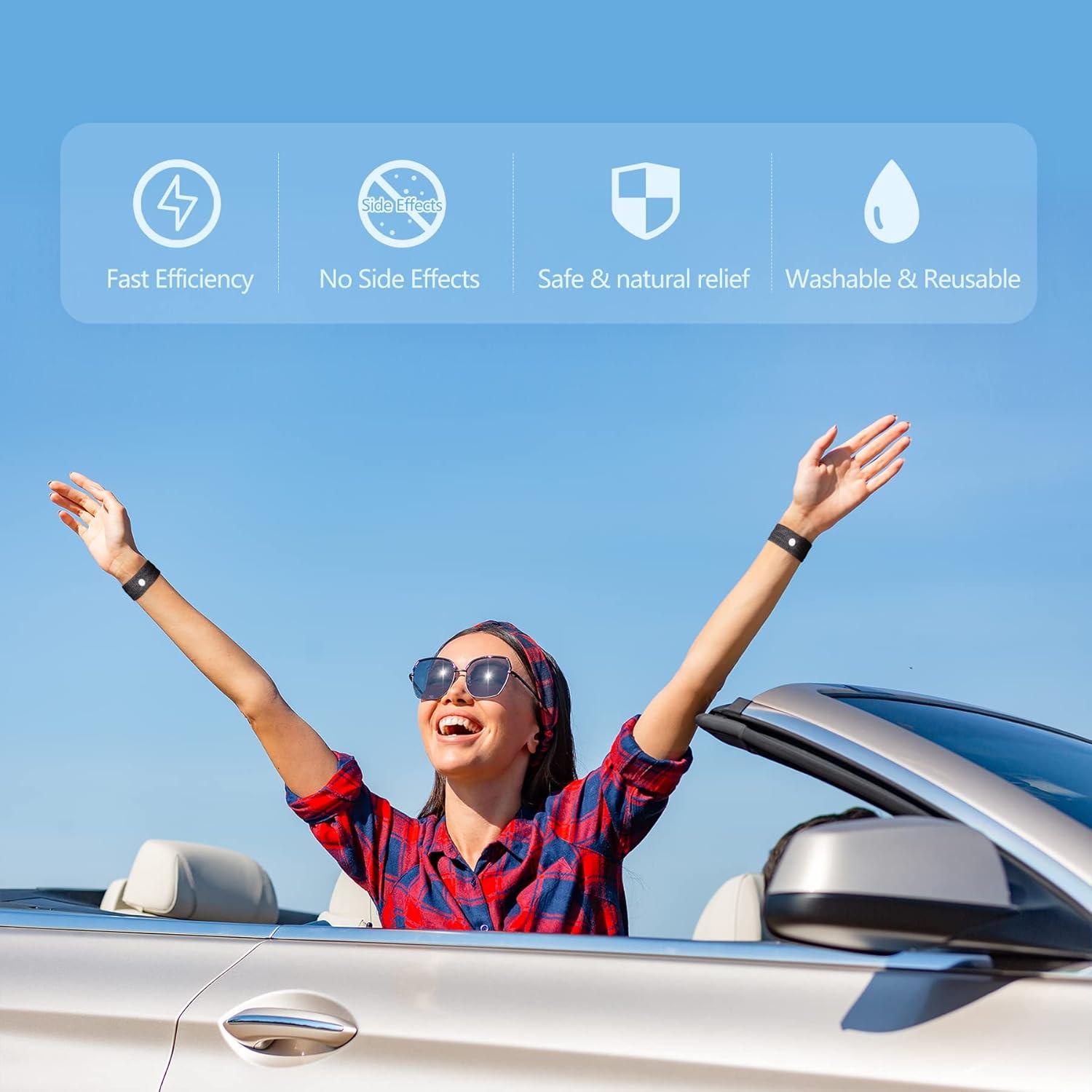 Pulsera de Acupresión Cozyhealth para Mareos - 2 Pares Negros