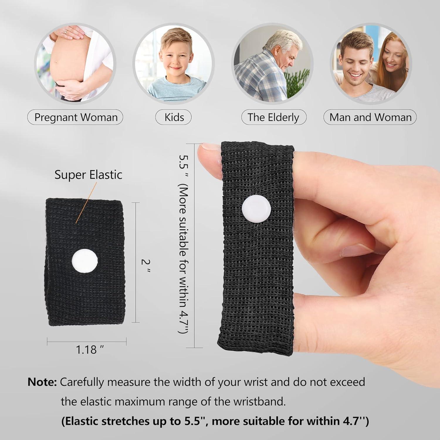 Pulsera de Acupresión Cozyhealth para Mareos - 2 Pares Negros