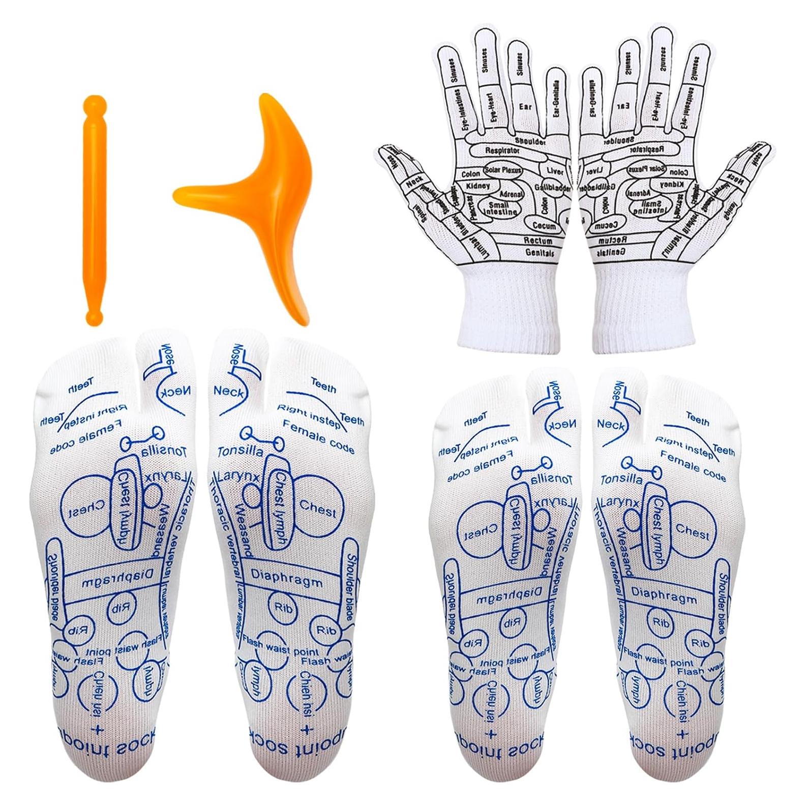 Set de Reflexología: 2 Pares de Calcetines y Guantes SUBANG
