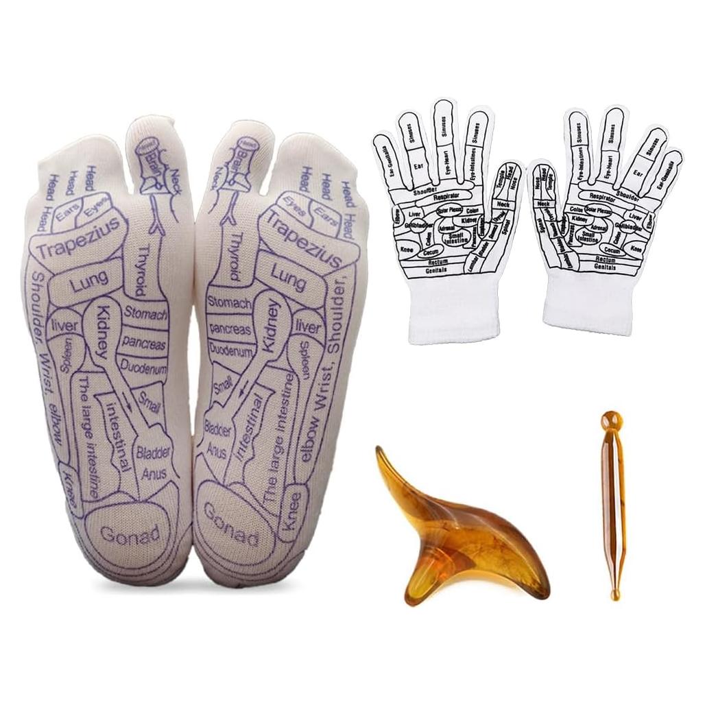 Calcetines de Reflexología Keboygym con Guantes y Herramienta