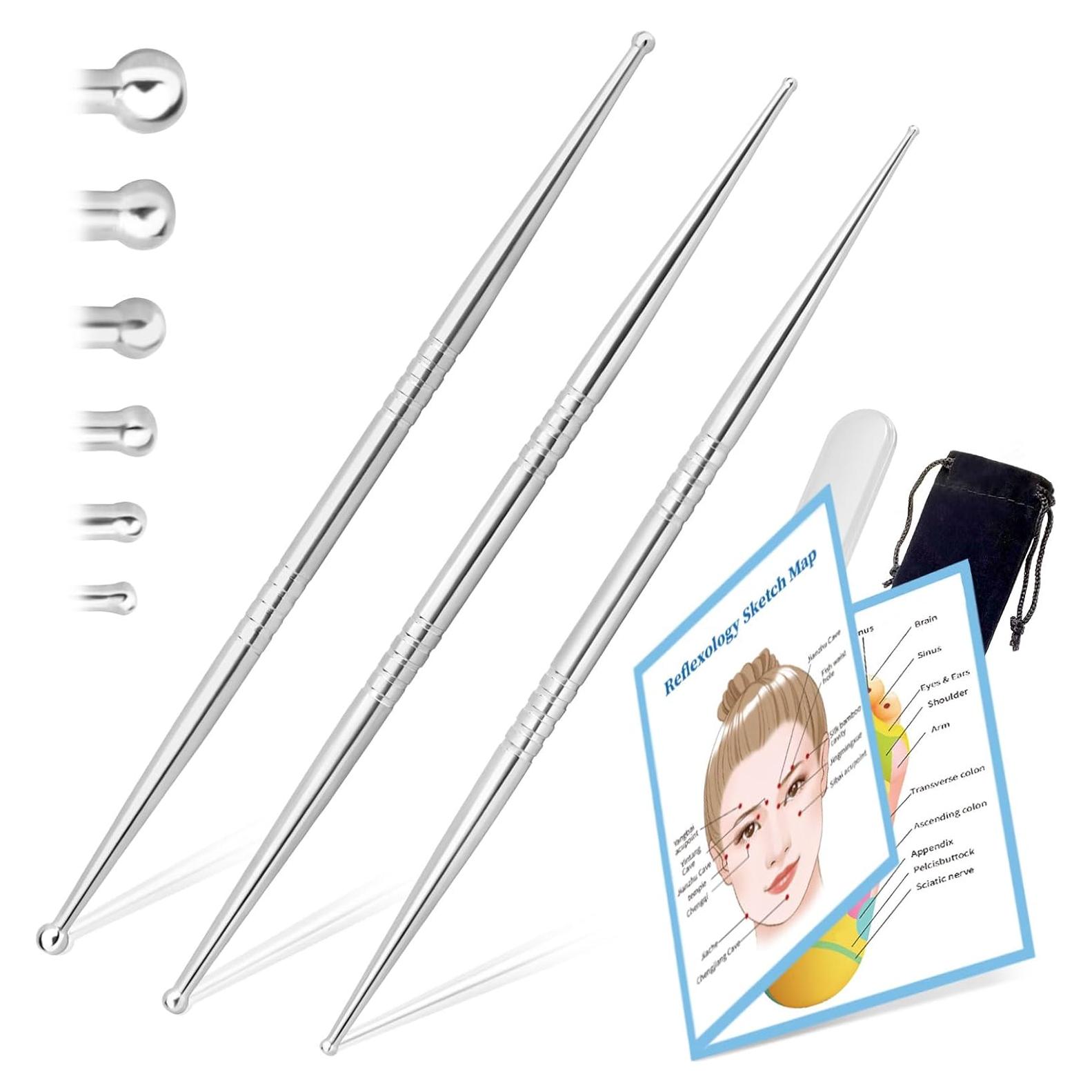 Herramienta de Masaje Facial Ideayard 3 Piezas Acero Inoxidable