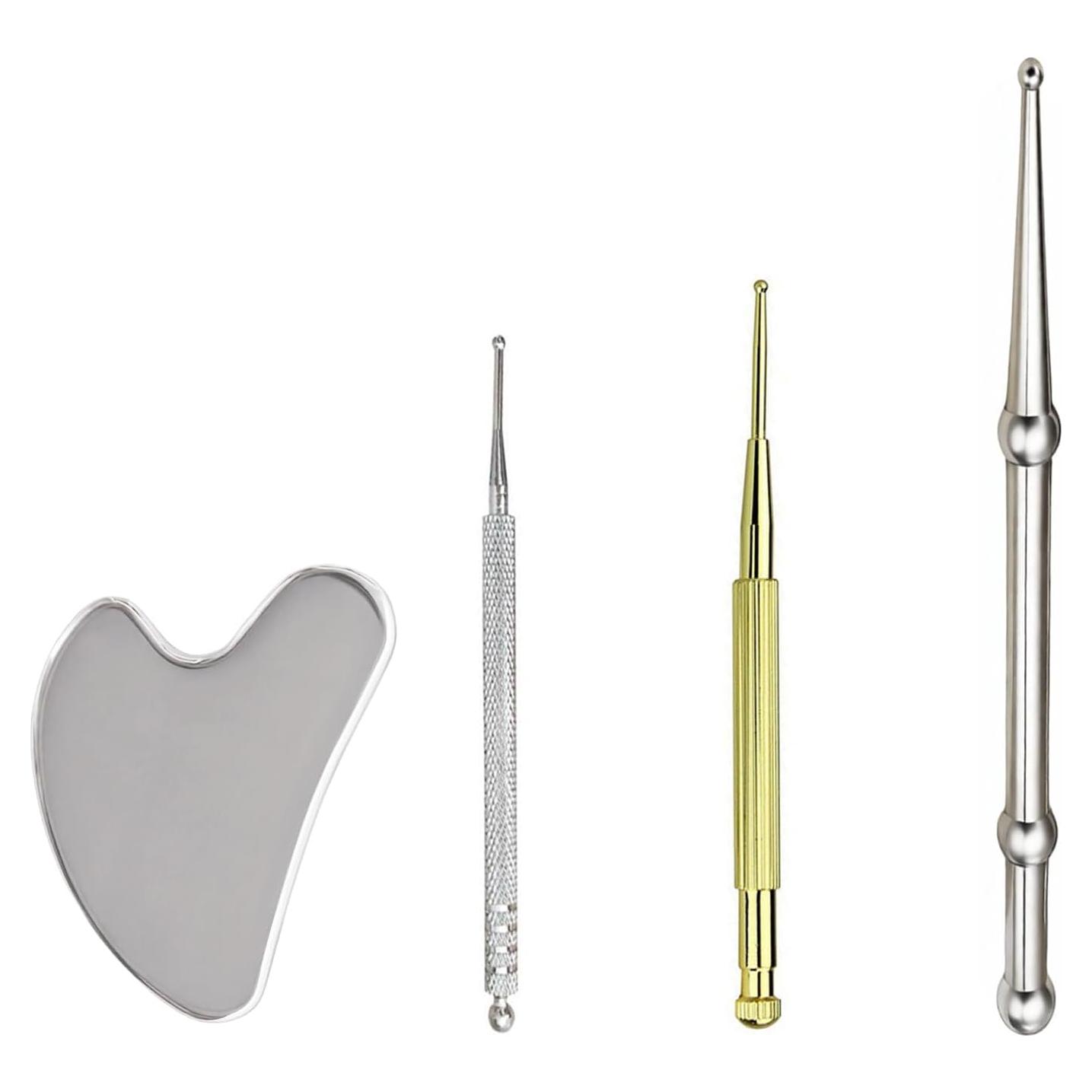 Herramienta de Masaje Facial JFGLORIX 4 Piezas Acero Inoxidable