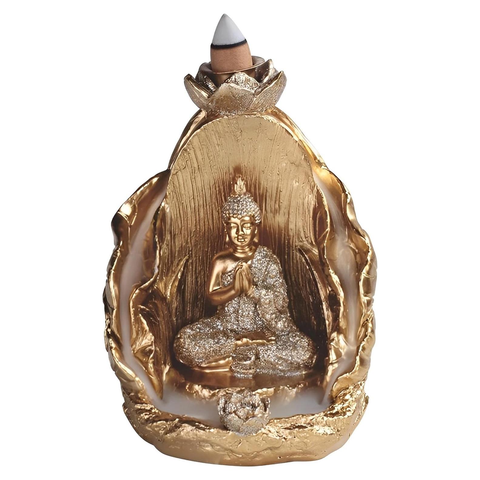 Soporte de Incienso HIELO ARMOR 12.7 cm Buda Dorado Decoración