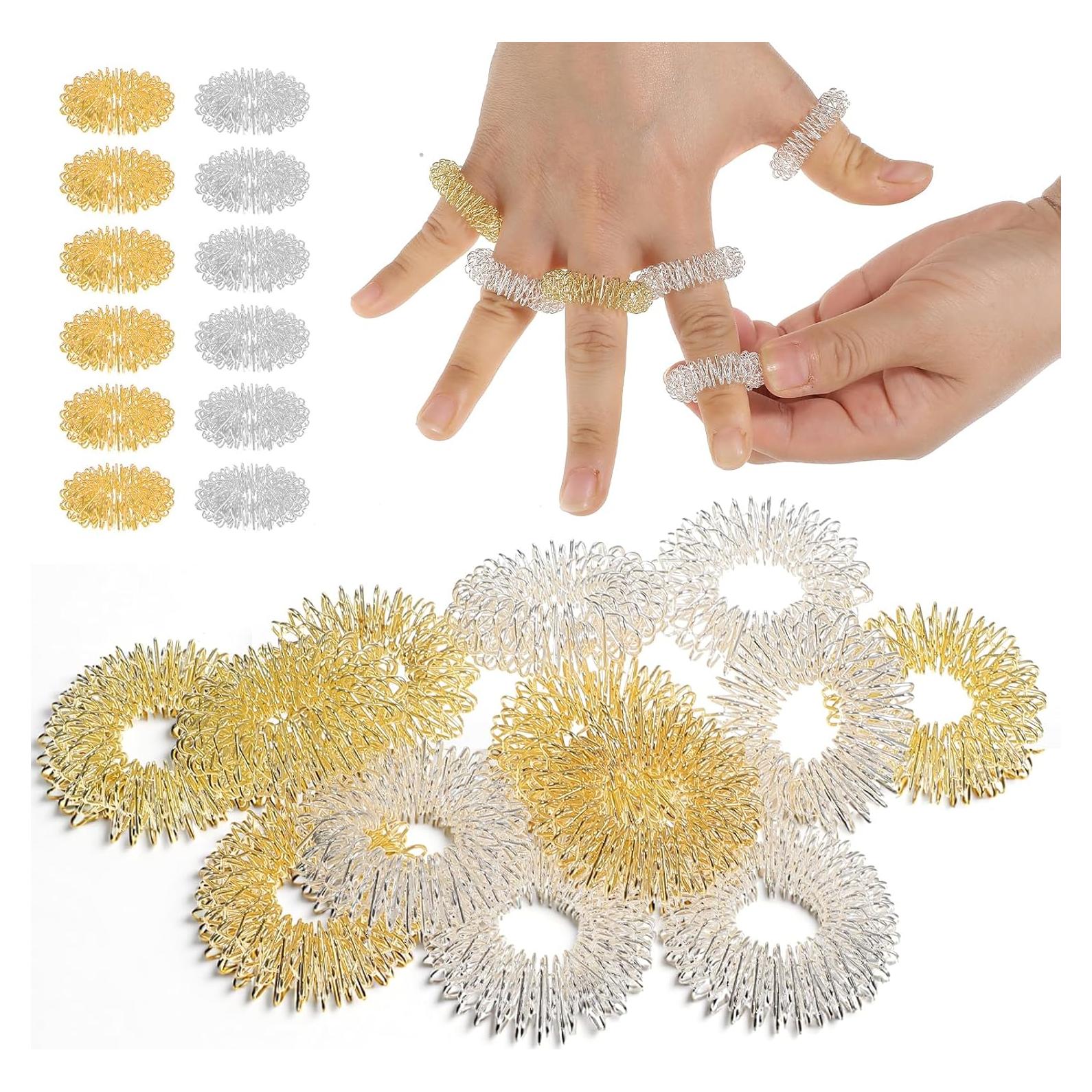 24 Anillos de Acupresión Coloridos LXUEJIE para Masaje de Dedos