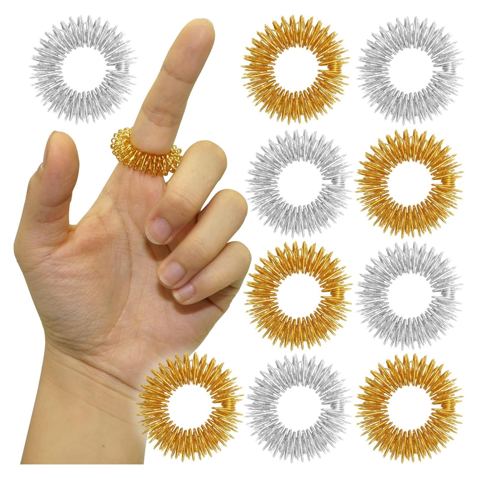 Anillo de Masaje para Dedos IFAMIO - 10 Pcs Acupresión Relajante