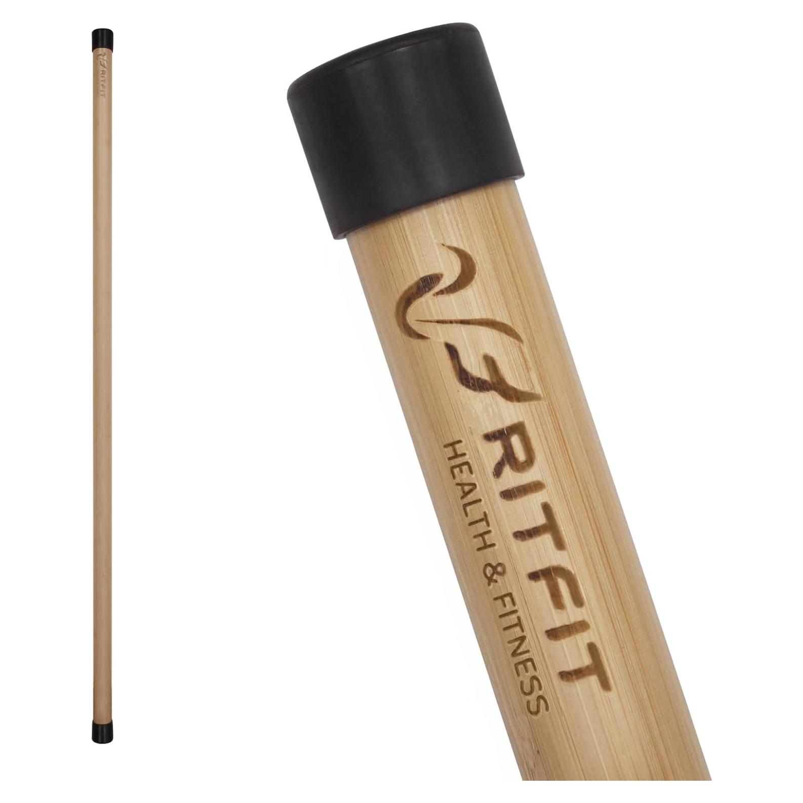 Palo de Yoga RitFit 145 cm de Bambú Natural para Estiramiento
