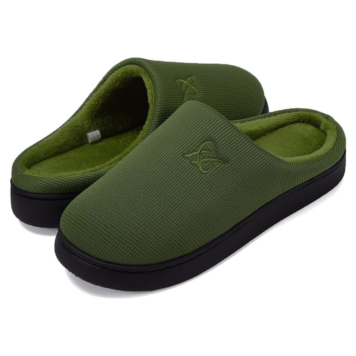 Zapatillas de casa viscoelásticas para hombres y mujeres - Verde Oliva