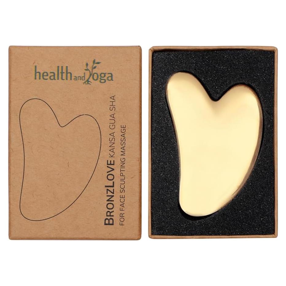 Herramienta de Masaje Kansa Gua Sha BronzLove HealthAndYoga - Aceite Facial Incluido