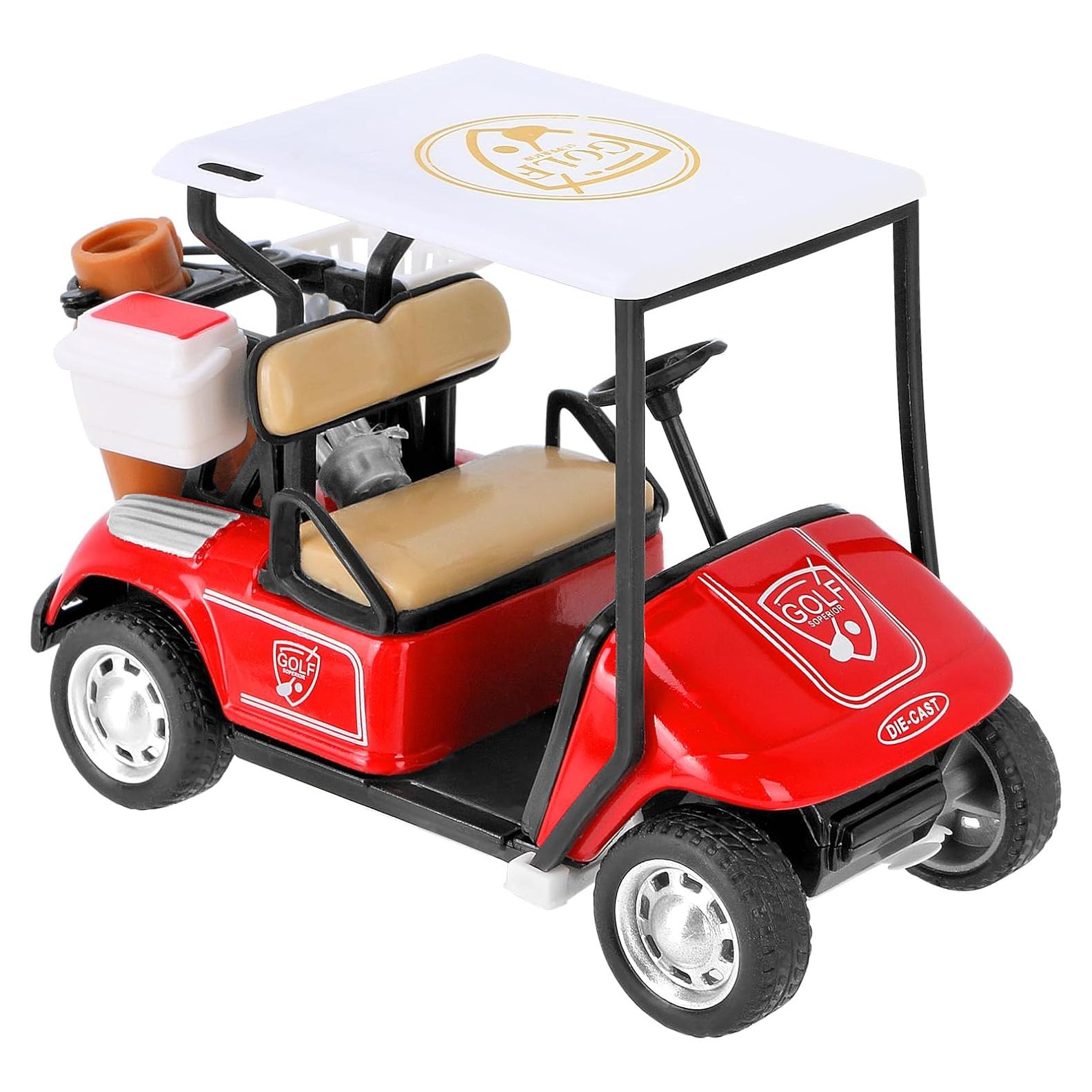 Mini Carrito de Golf Decorativo TEITEAI, Rojo y Blanco, 13.5 cm