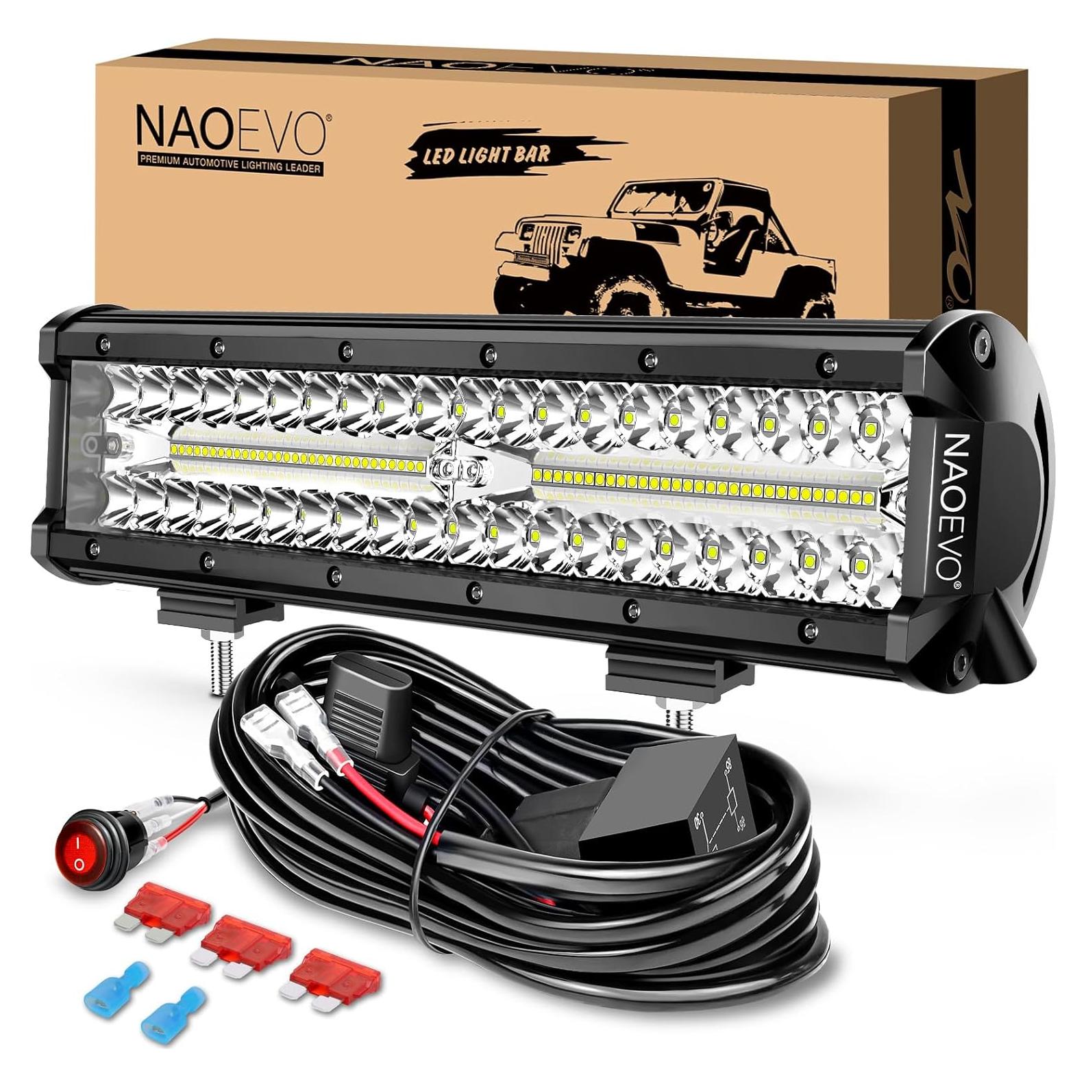 Barra de Luz LED NAOEVO 30 cm 300W 30000LM Blanca Offroad