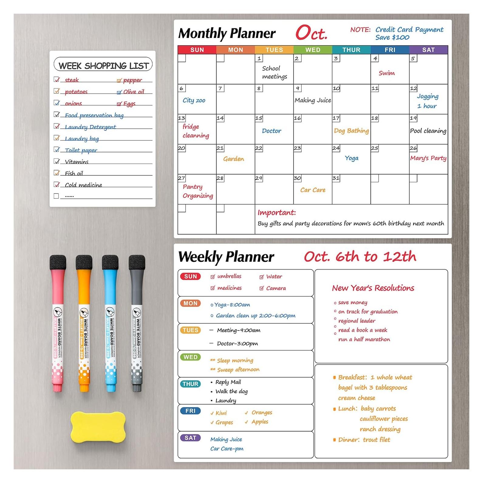 Calendario Magnético VITEVER 3 Tableros Borrado en Seco 35.56x27.94cm
