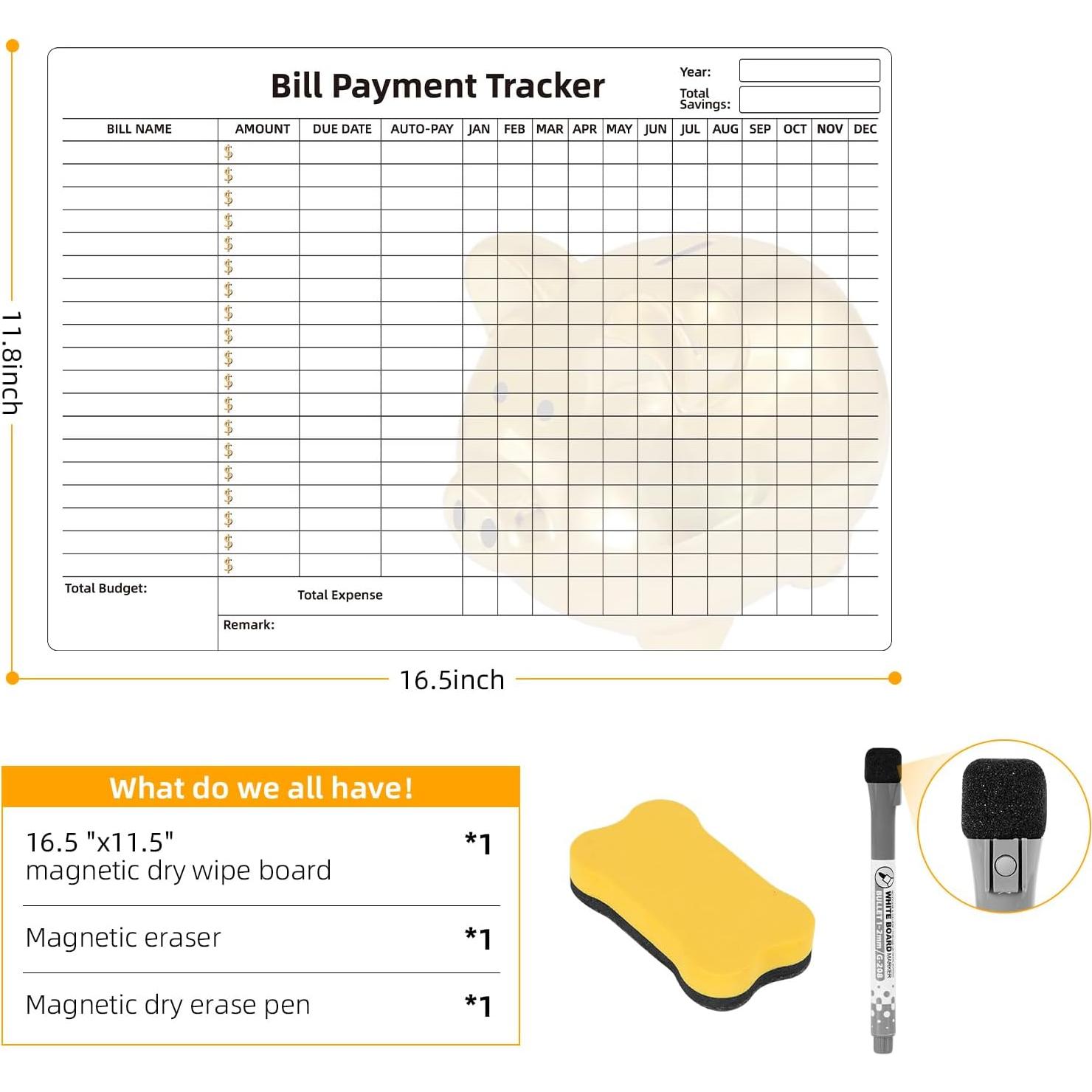 Rastreador de Pagos de Facturas Magnético Moorovgi 42x30cm