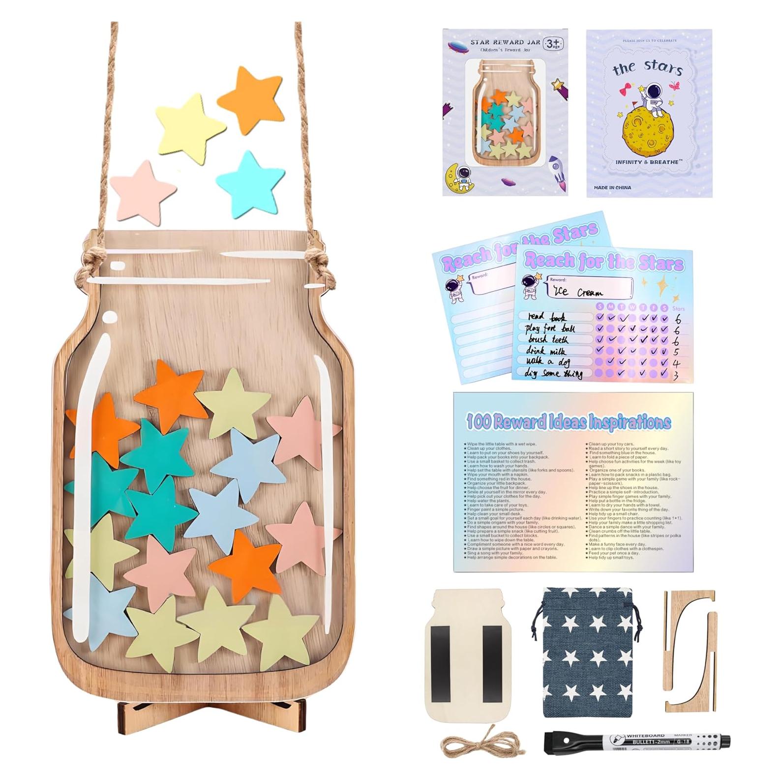 Tarro de Recompensas Magnético Genérico Madera Natural 15x20cm