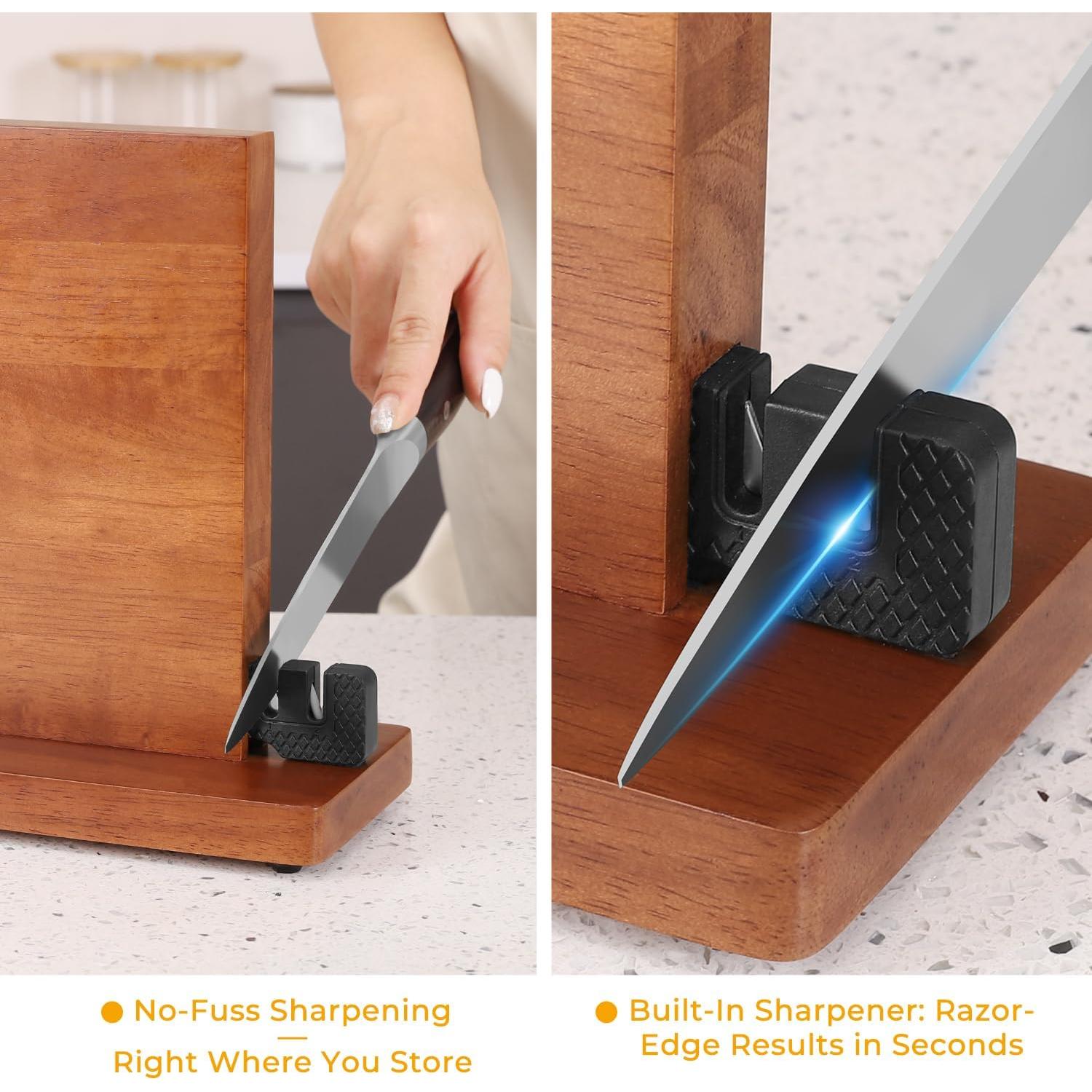 Bloque Magnético para Cuchillos Genérico con Afilador 39x22cm