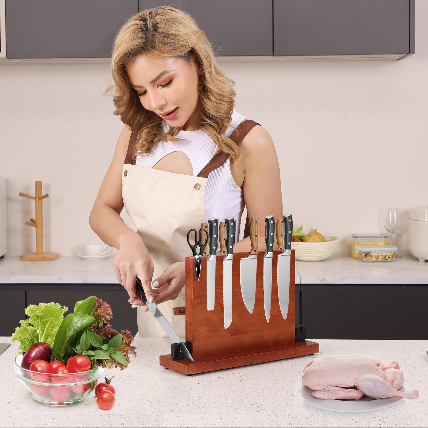 Bloque Magnético para Cuchillos Genérico con Afilador 39x22cm