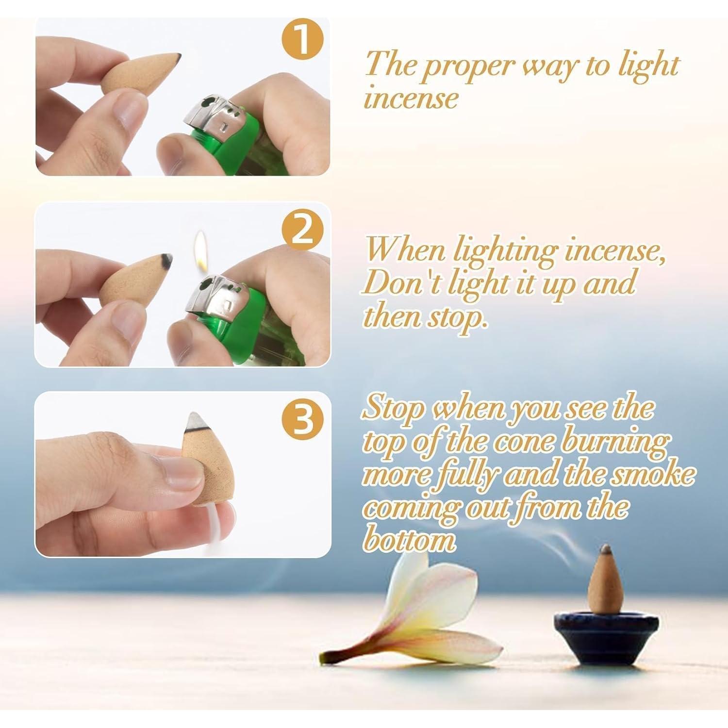 Conos de Incienso de Retroceso Sukh - 108 PCS Aromatizados