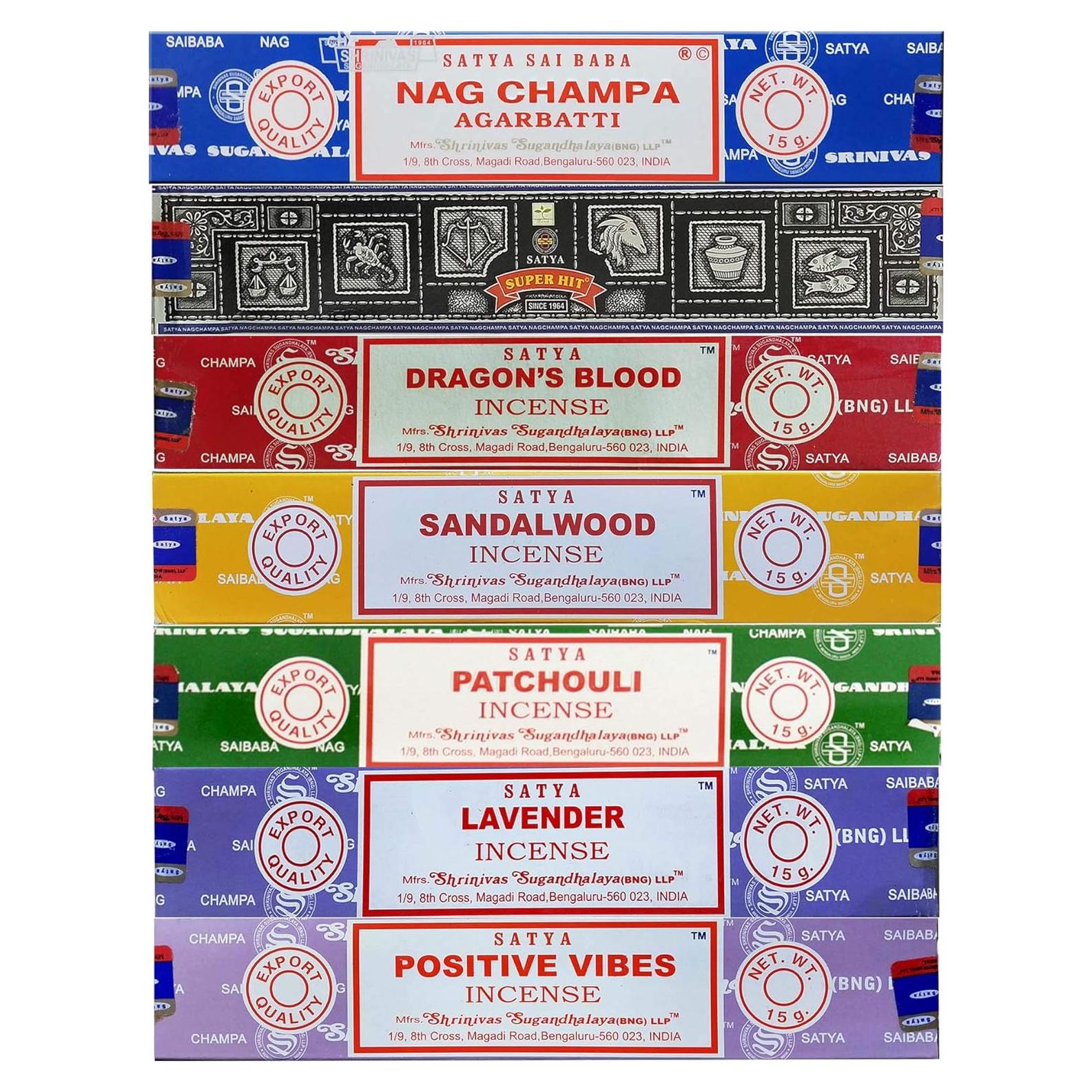 Juego de Incienso Satya Nag Champa 7 Variedades 15 g
