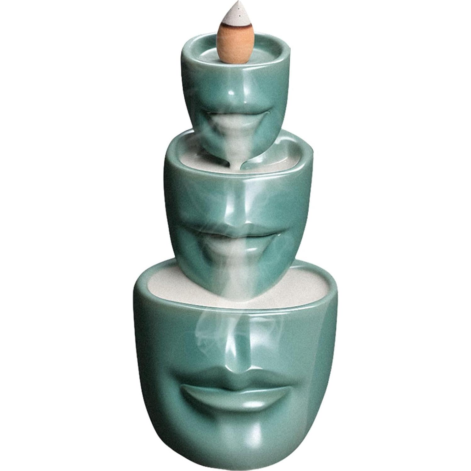 Soporte de Incienso de Flujo Inverso Comeon Verde Mate + 20 Conos