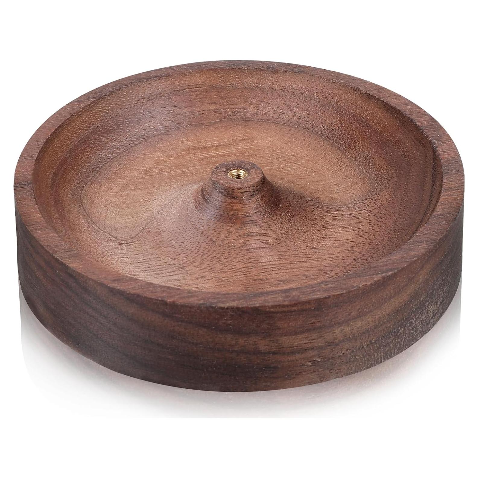 Soporte de Incienso Redondo de Madera Nogal 8.9 cm Exircy