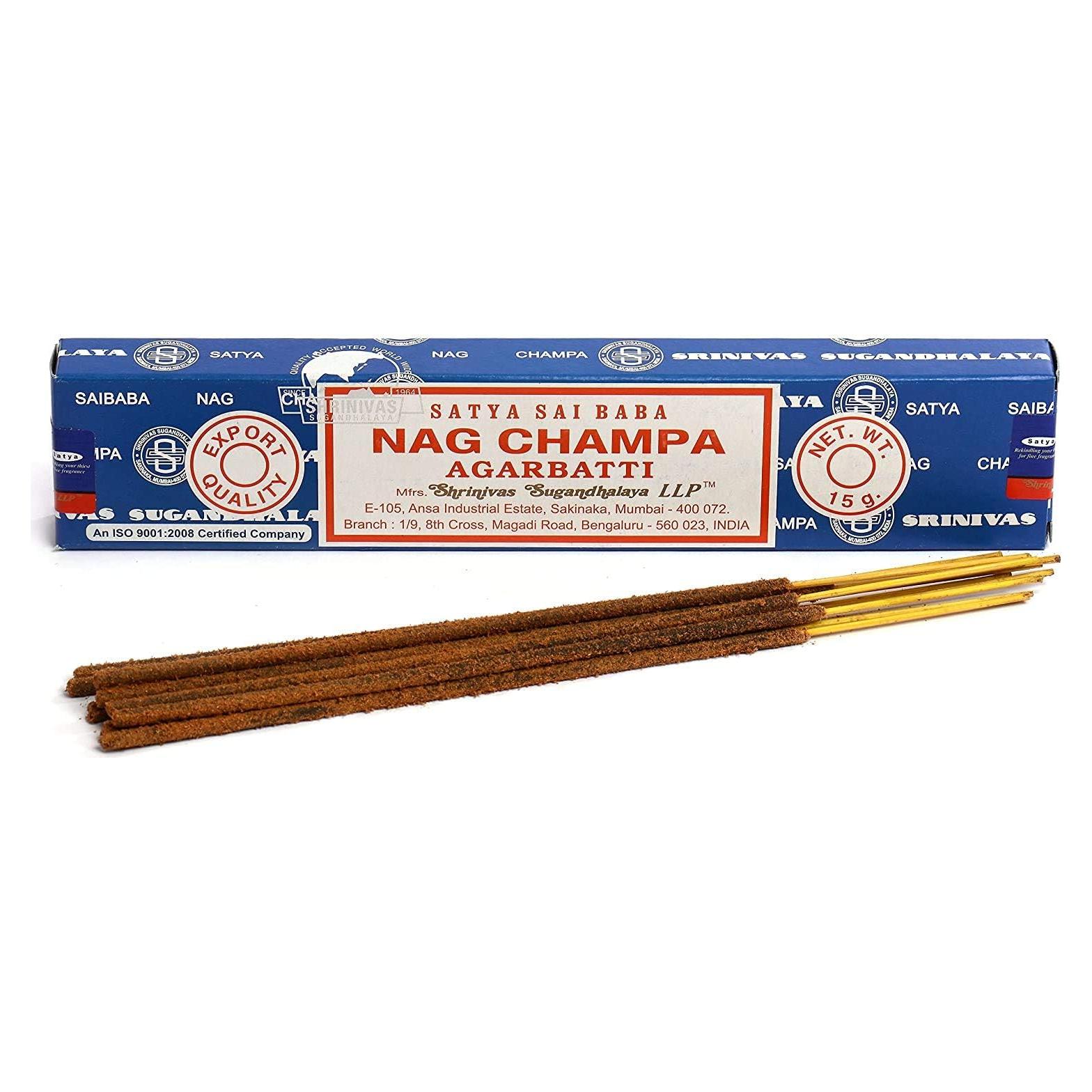 Incienso Nag Champa Satya - 3 Paquetes de 15g Hecho a Mano
