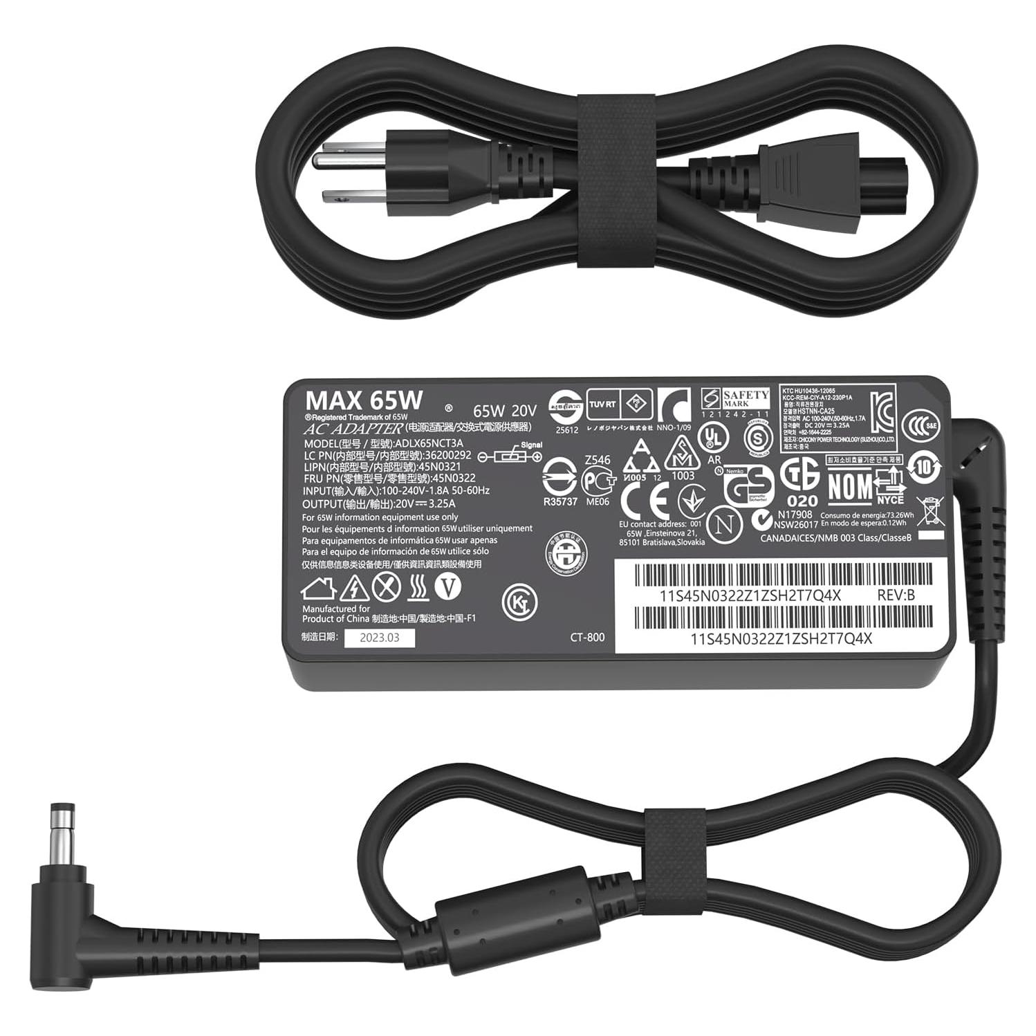Cargador de Laptop Speott 65W 20V 3.25A para Lenovo