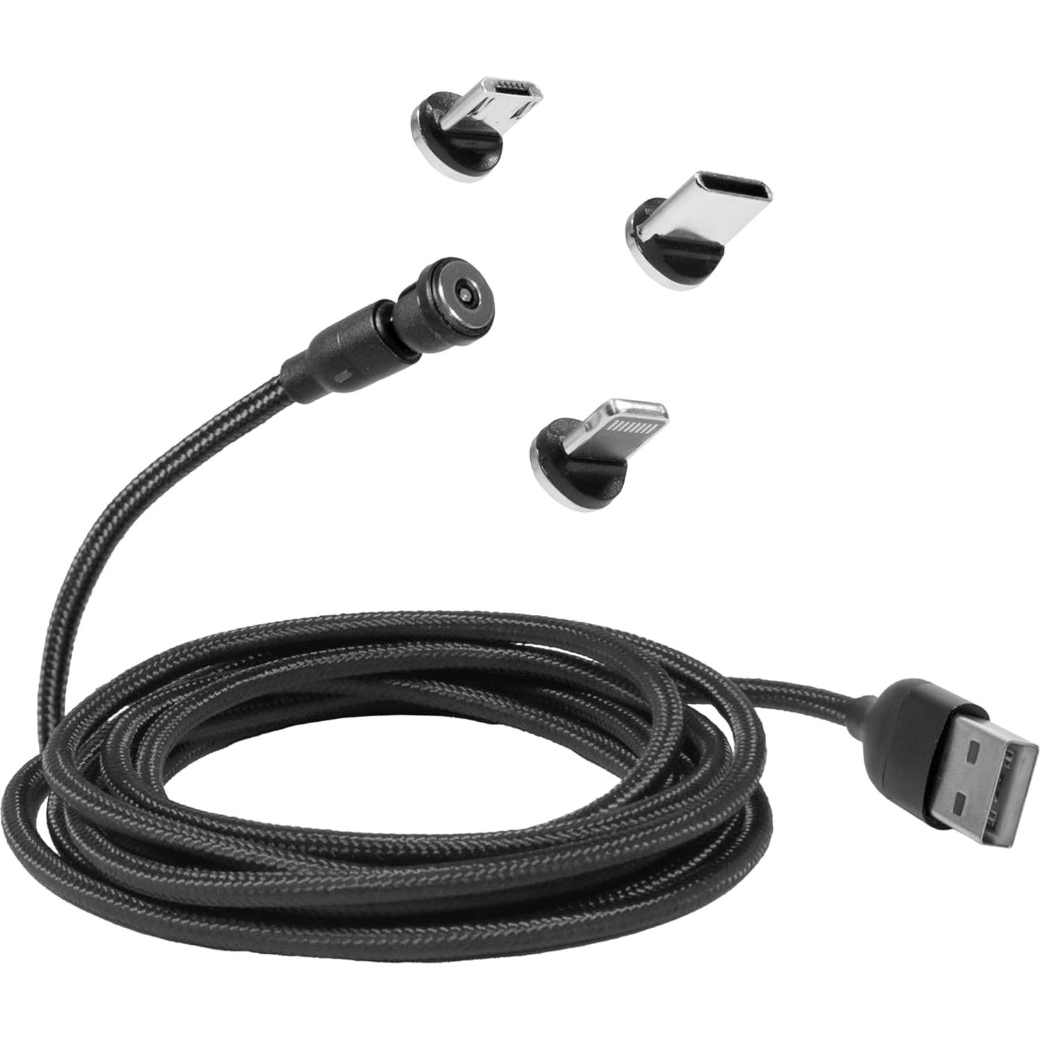 BoxWave Cable Compatible with Hyundai Kanabo Gaming Laptop - MagnetoSnap AllCharge Cable, Magnet Charging Cable USB Type-C Micro USB - Jet Black