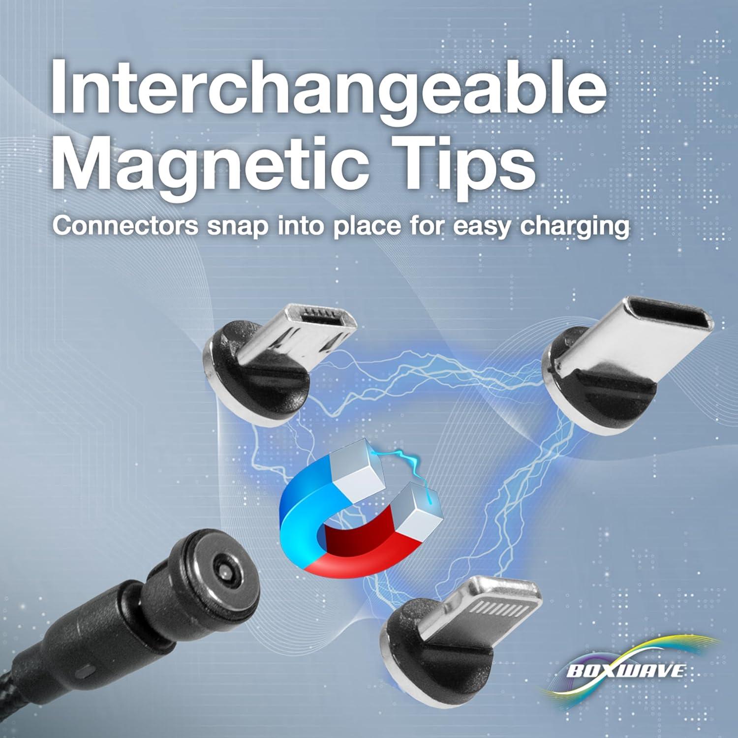 BoxWave Cable Compatible with Hyundai Kanabo Gaming Laptop - MagnetoSnap AllCharge Cable, Magnet Charging Cable USB Type-C Micro USB - Jet Black