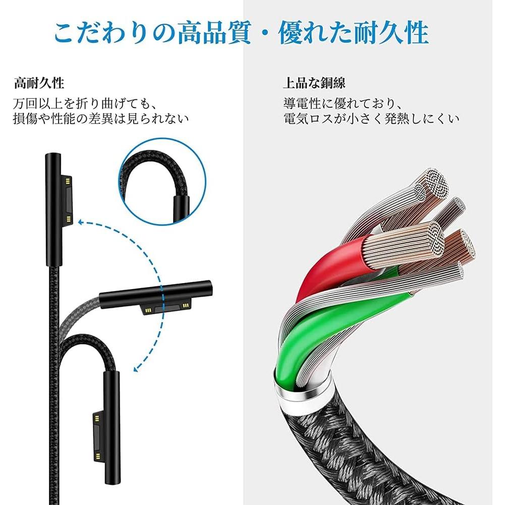 Cable de carga USB-C Gomass 1.8M 15V/3A para Microsoft Surface