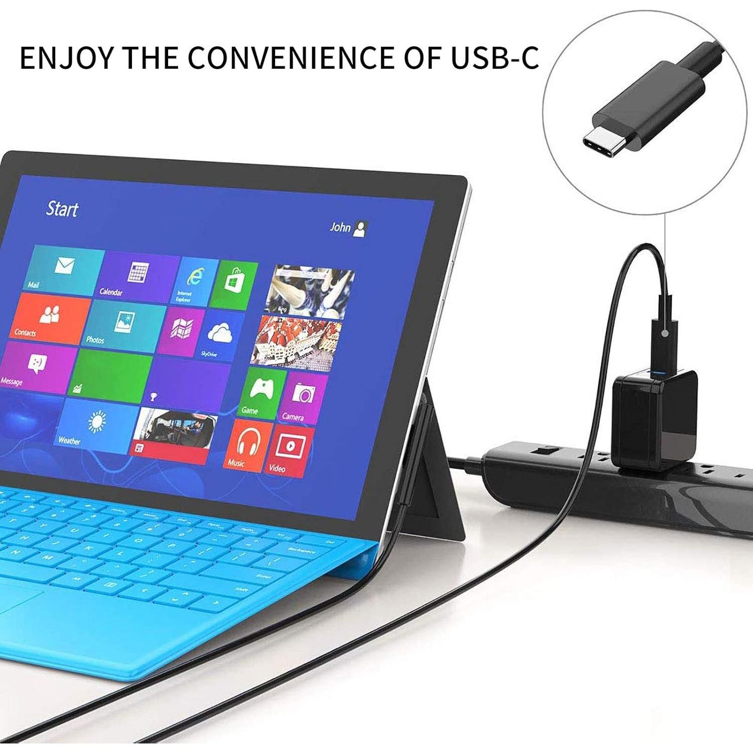 Cable de carga USB-C Saiteng 1.83m para Microsoft Surface