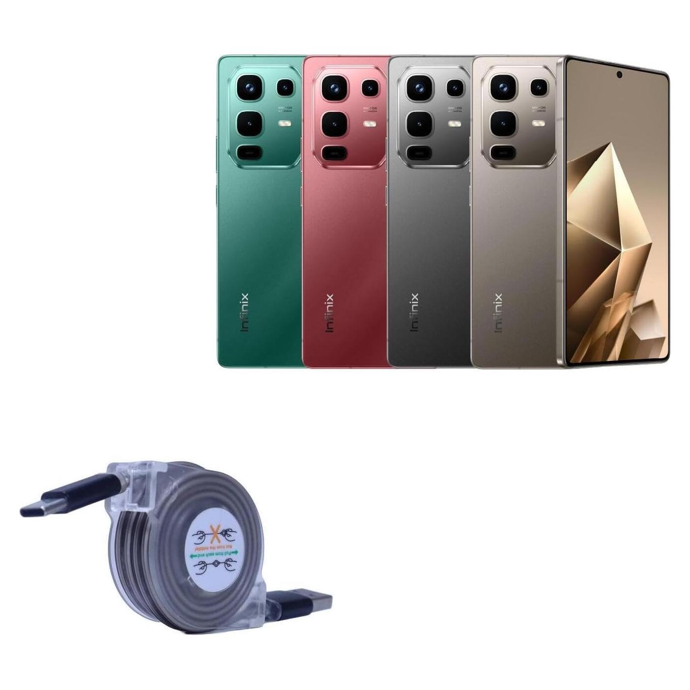 Cable Retráctil BoxWave USB-A a USB Tipo-C para Infinix Note 50