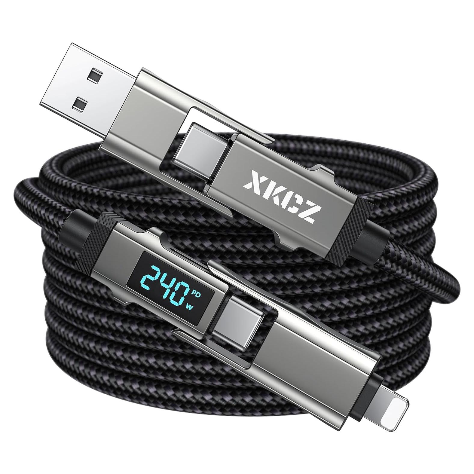 Cable USB C 4 en 1 XKCZ 240W 1.52m Carga Rápida y Datos