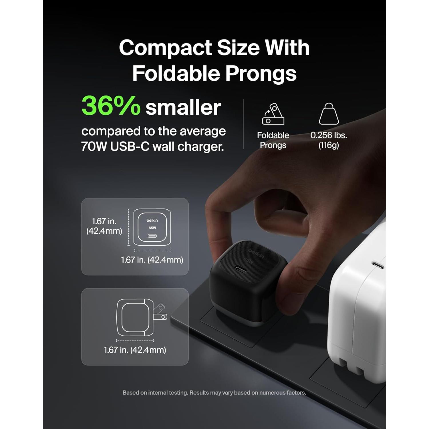 Cargador de Pared USB-C Belkin 65W Carga Rápida Compatible