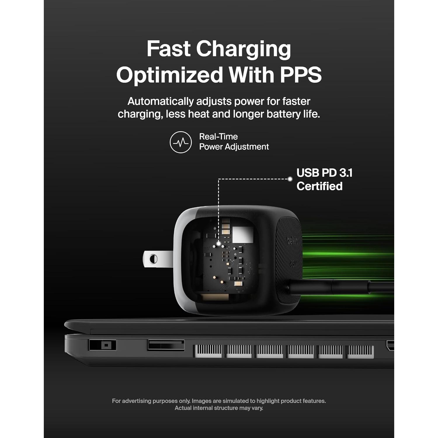 Cargador de Pared USB-C Belkin 65W Carga Rápida Compatible