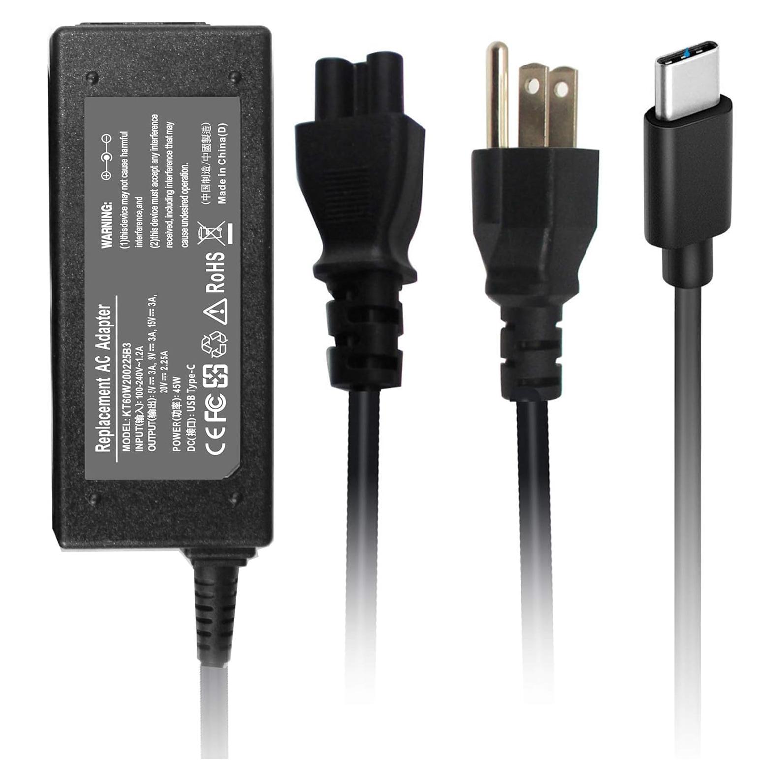 Cargador USB-C 45W para Laptop Lenovo HP Dell Chromebook