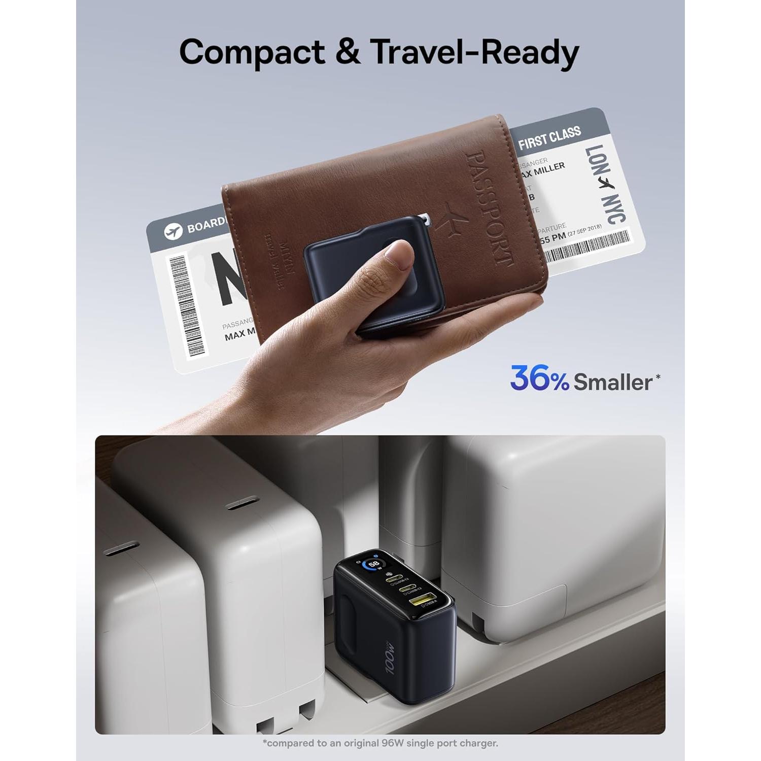 Cargador Baseus Picogo 100W USB-C 3 Puertos con Pantalla