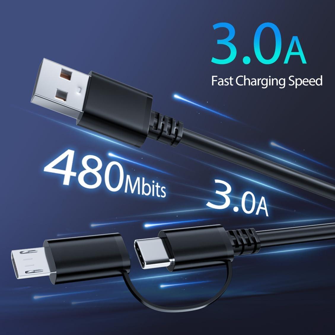 Cable Micro USB 3m SCOVEE Carga Rápida y Adaptador USB-C