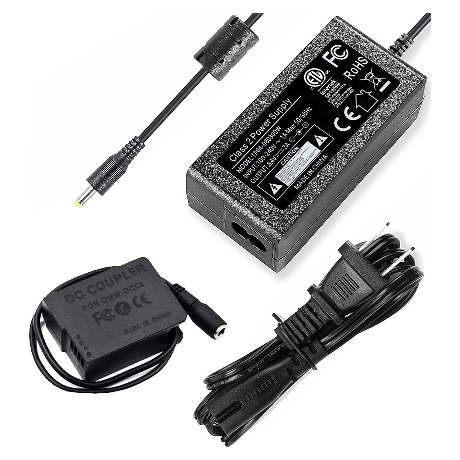 Adaptador de Corriente DMW-AC10 y Batería Falsa DMW-DCC8 para Cámaras Panasonic Lumix