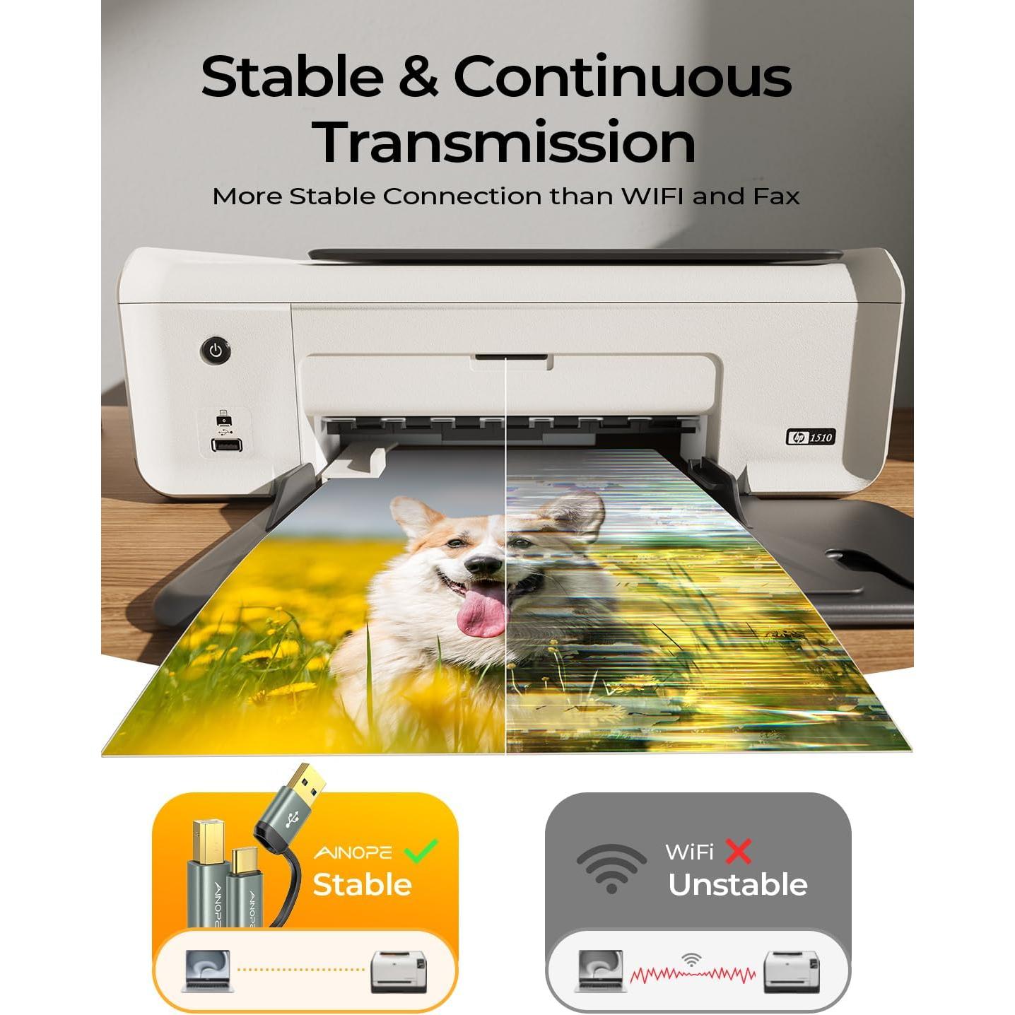 Cable USB AINOPE B a C 2.0m Gris - Alta Velocidad 480Mbps