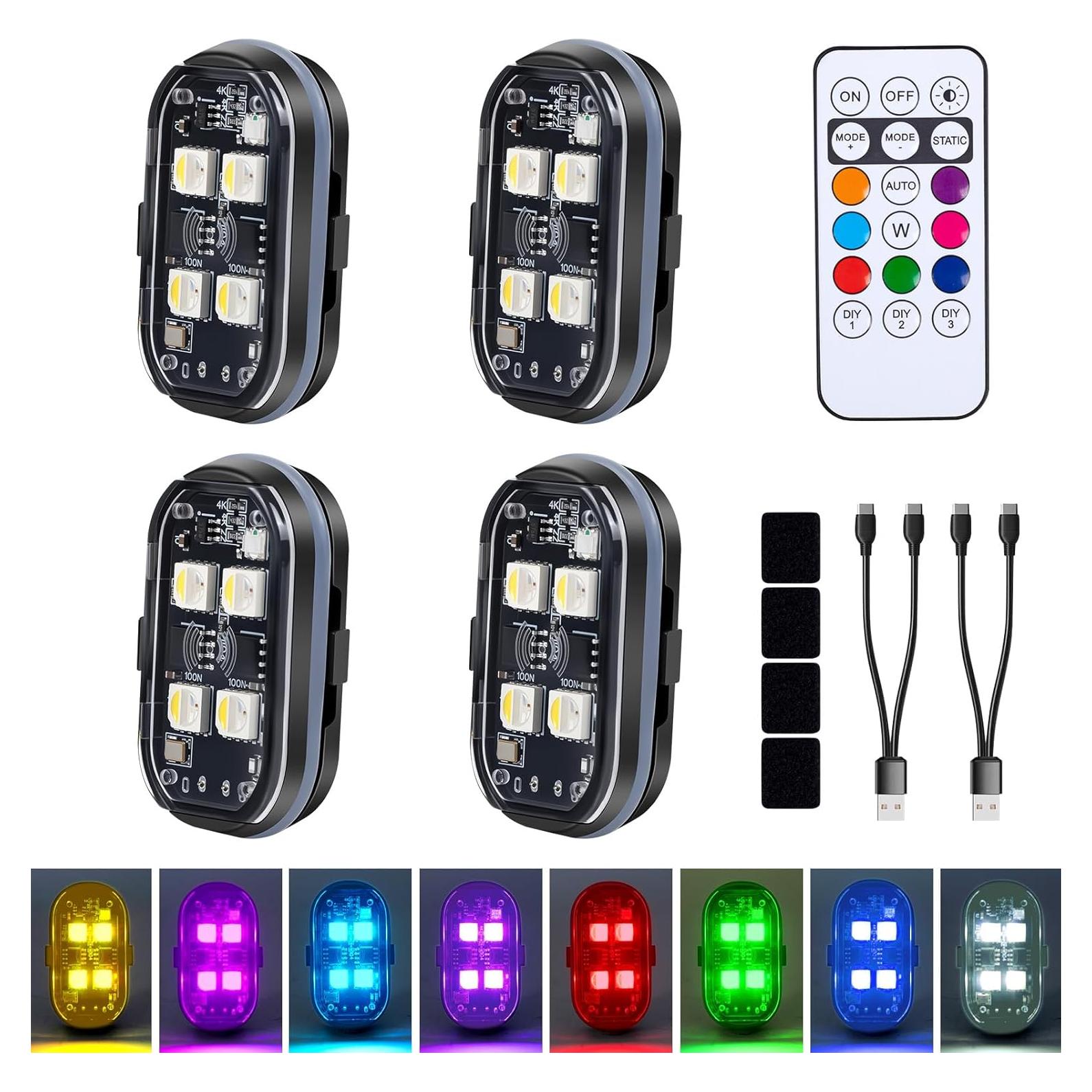 Luces Estroboscópicas LED Inalámbricas Aukmak 4PCS 8 Colores