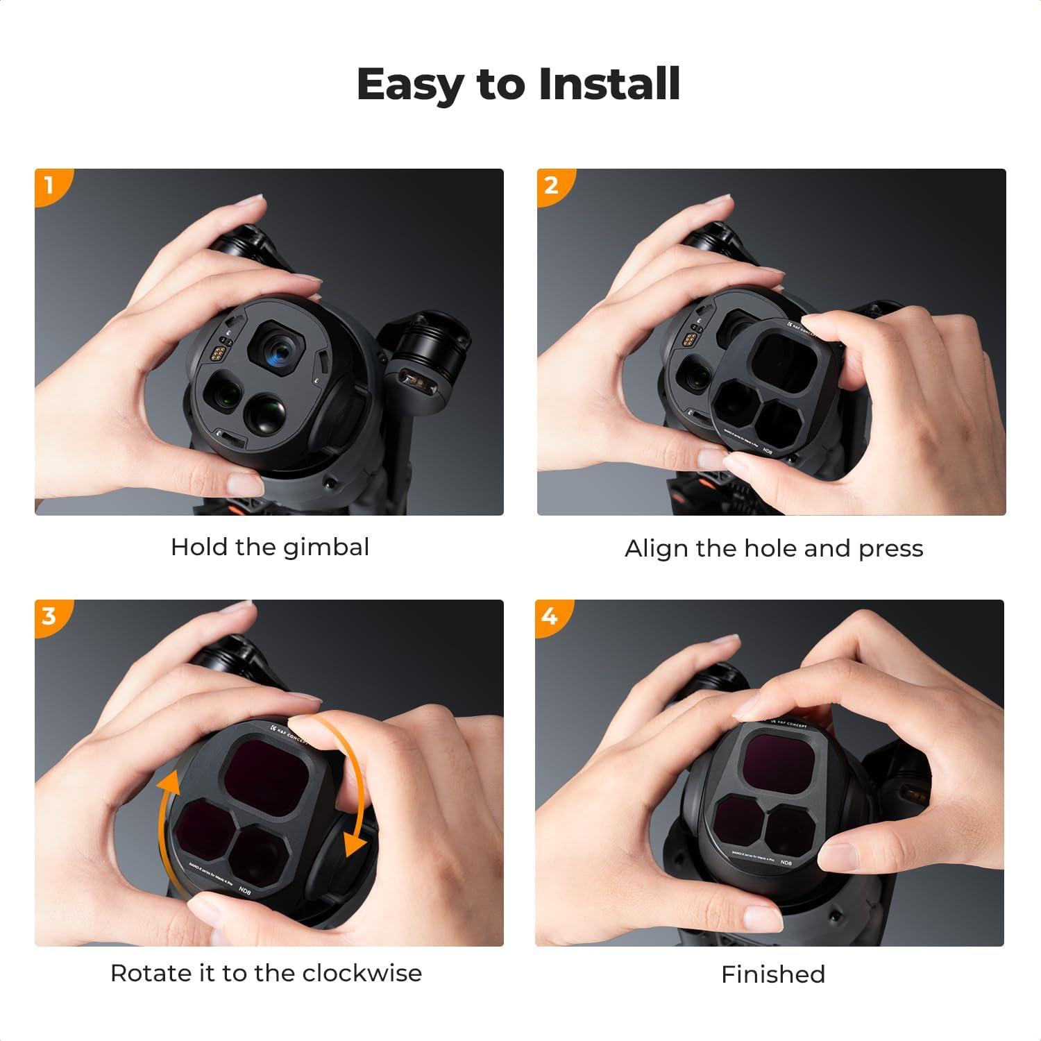 Juego de Filtros ND K&F Concept para DJI Mavic 4 Pro - 4 Filtros ND8 ND16 ND32 ND64