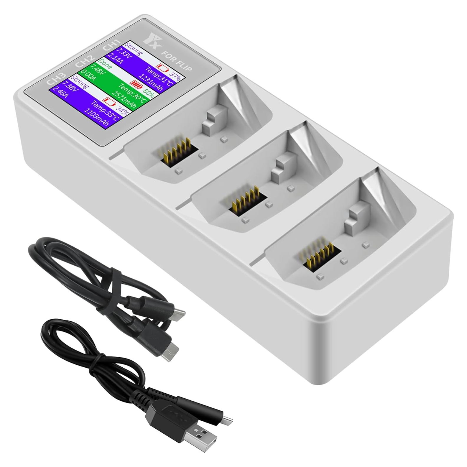 Cargador de Batería LCD 65W para Drone DJI Flip - 3 Baterías