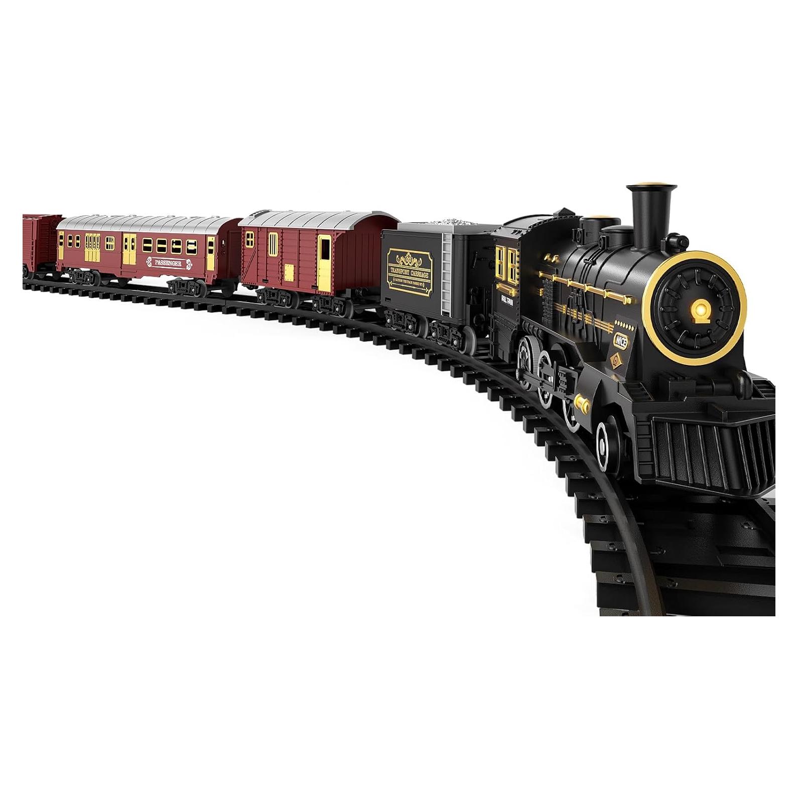 Juego de tren TEMI eléctrico con humo y luces para niños