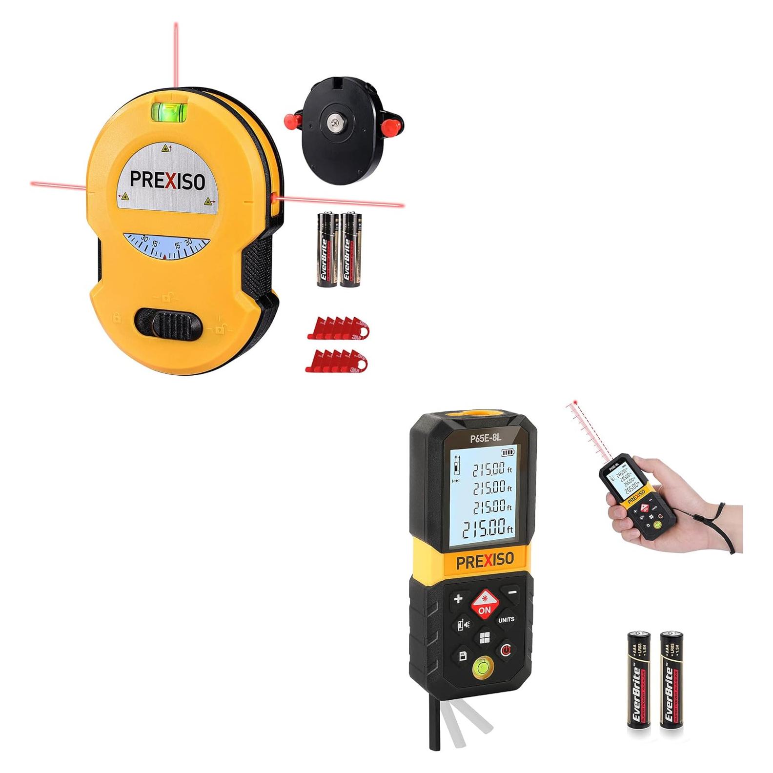 Medidor Láser 65.5m y Nivel Láser PREXISO 9.1m Multifuncional