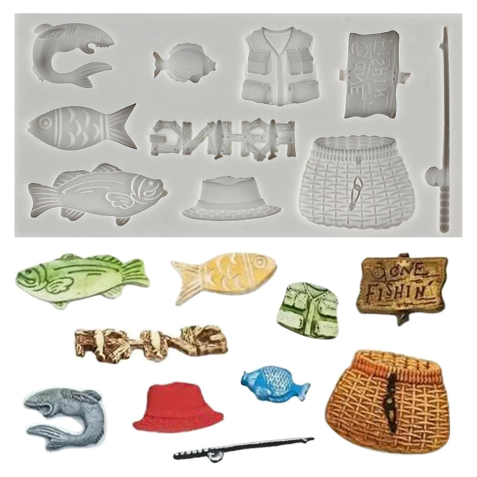 Molde de Silicona para Fondant de Herramientas de Pesca MINFEIDMS