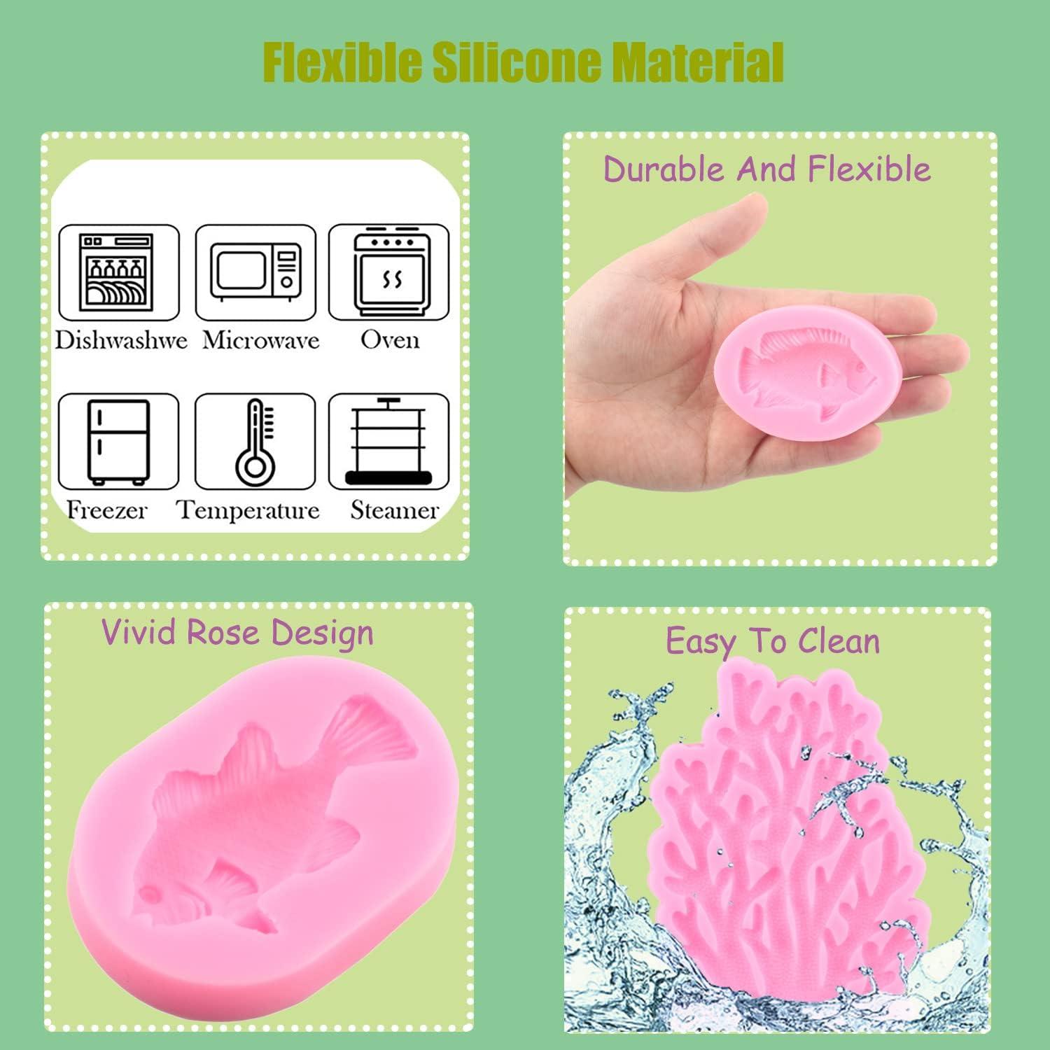 Molde de Silicona para Fondant Mujiang - 4 Piezas de Criaturas Marinas