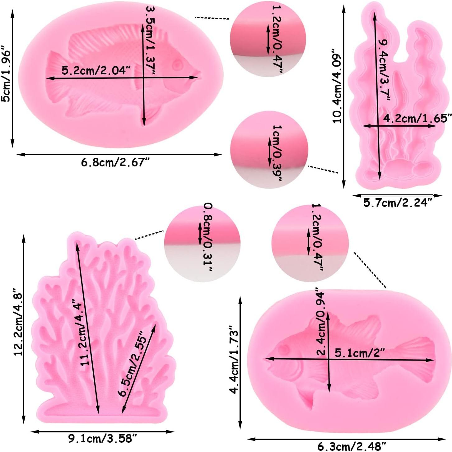 Molde de Silicona para Fondant Mujiang - 4 Piezas de Criaturas Marinas