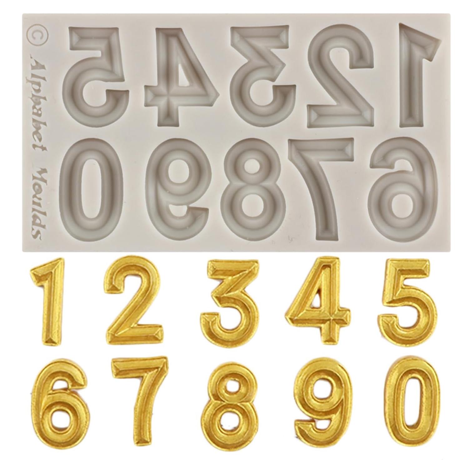 Molde de Silicona Fondant Números 0-9 MINFEIDMS 10x5.7cm